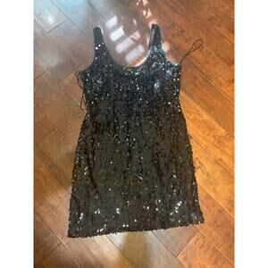 JS BOUTIQUE Mini Dress Elegant Embellished Sequins Sleeveless Black - Size 14
